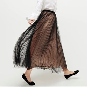 Jcrew Polka-dot Black Tulle A-line Skirt